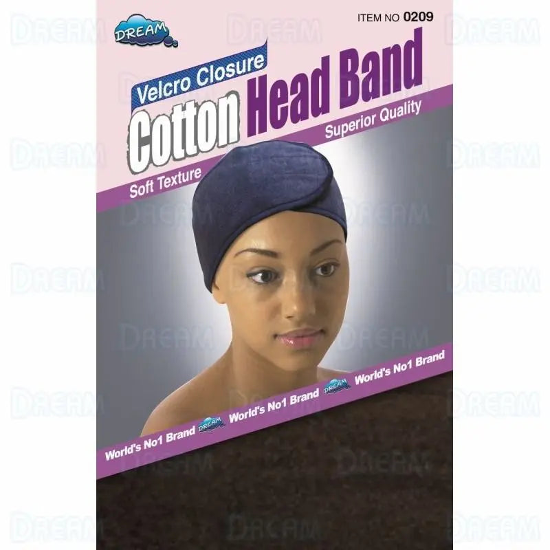 DREAM WORLD – Velcro Closure Cotton Head Band Black DREAM WORLD