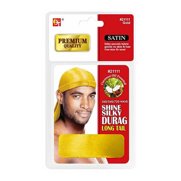 Durag Longue Queue Homme - Bonnet Soie Satinée 360 Waves - Pirate Headwrap Respirant Noir