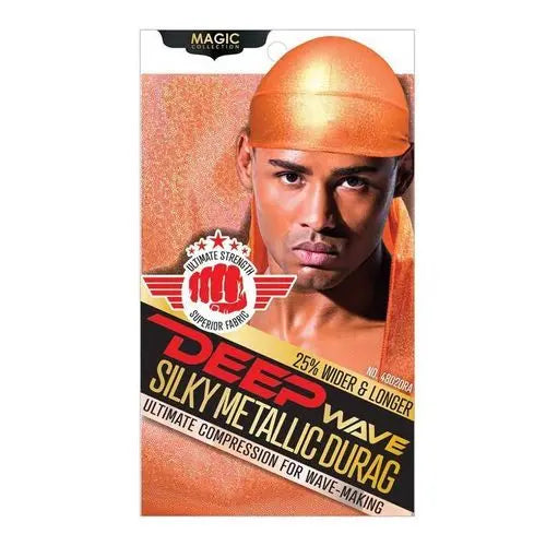 MAGIC COLLECTION – Deep Wave Silky Metallic Durag Orange MAGIC COLLECTION